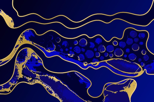 Dark blue waves and swirls with golden layers vector artwork texture