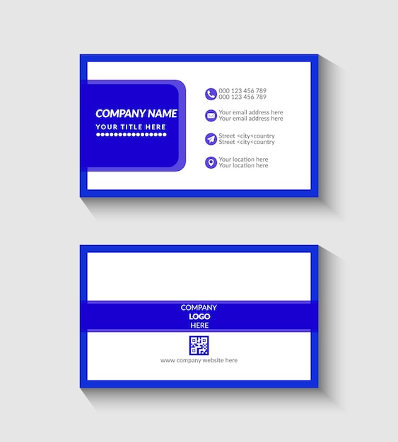 dark blue and white  business card template design