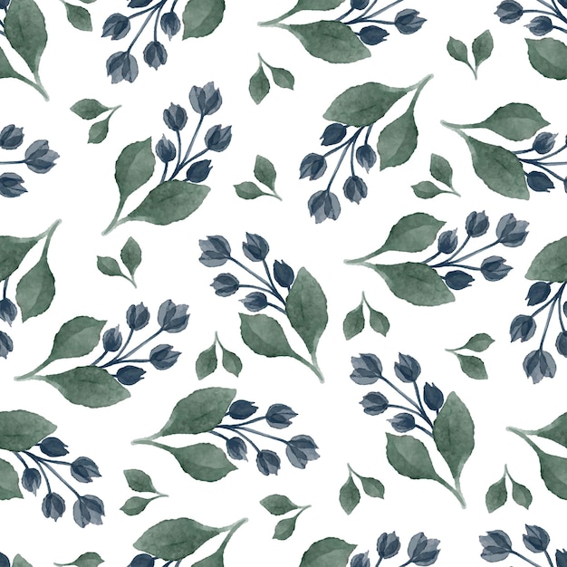 dark blue wildflower seamless pattern