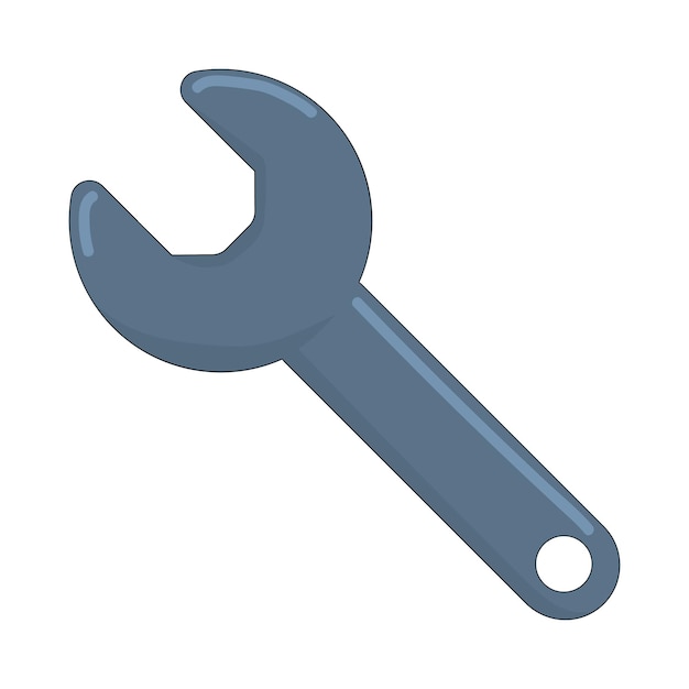 Dark blue wrench Tighten the nut engineering construction build engineer repair fix architecture work tool mend construct plumber worker Vector illustration on white backround