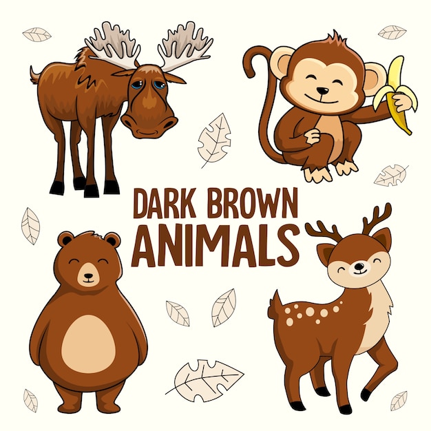 Dark Brown Animals Cartoon Moose Monkey Beer Deer