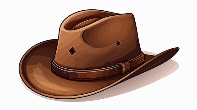 Vector dark brown cowboy hat cartoon illustration