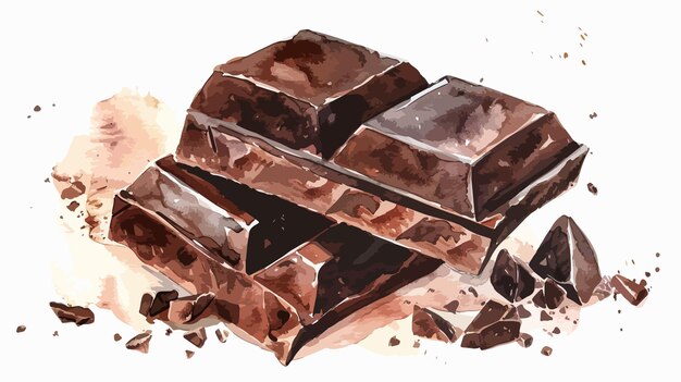 Vector dark chocolate bar watercolor illustration sweet dessert painting