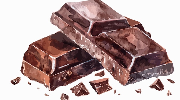 Dark Chocolate Bar Watercolor Illustration Sweet Dessert Painting