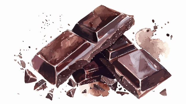 Vector dark chocolate bar watercolor illustration sweet dessert painting