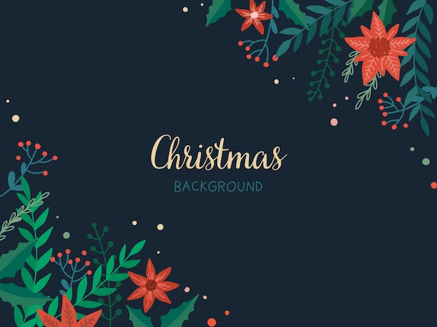 Dark christmas background with plants