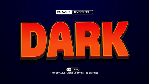 Dark Editable Text Effect Vector 3d Style