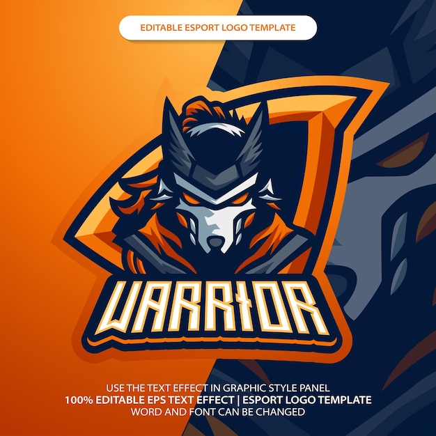 Dark Fire Wolf Warrior Legendary Esport Mascot Logo Design