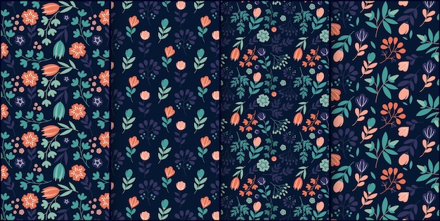 Dark Floral Pattern Set