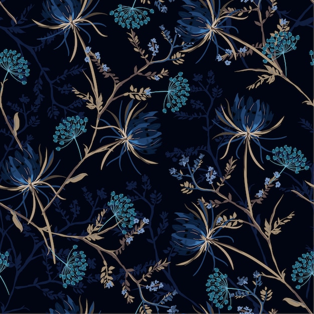 Dark garden Seamless pattern vector 