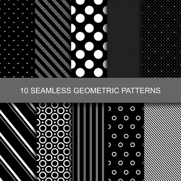 Dark geometric seamless patterns