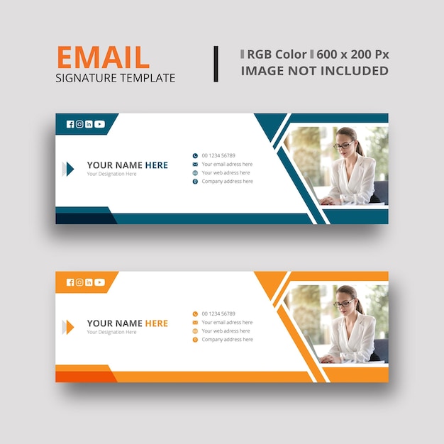 Dark Green and Orange Email Signature Template Design