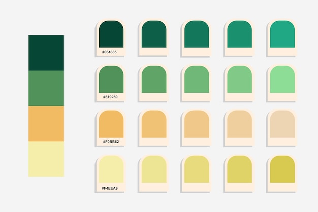 Dark green orange yellow color palette nature theme calm and pastel colors catalog rgb colors