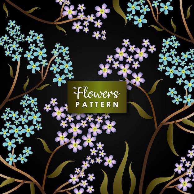 Dark Green Purple Flowers background