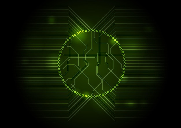 Dark green tech circuit board background