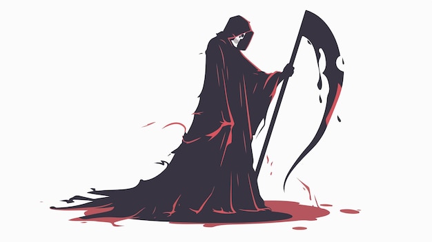 Vector dark grim reaper death scythe halloween illustration