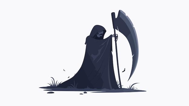 Vector dark grim reaper death scythe halloween illustration