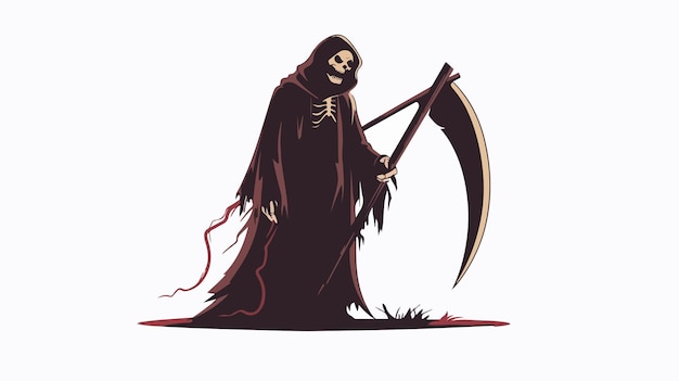 Vector dark grim reaper death scythe halloween illustration