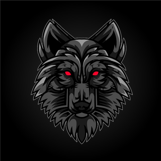 Dark head wolf detail vector illustration