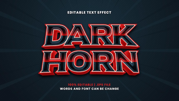 Dark horn editable text effect in modern 3d style