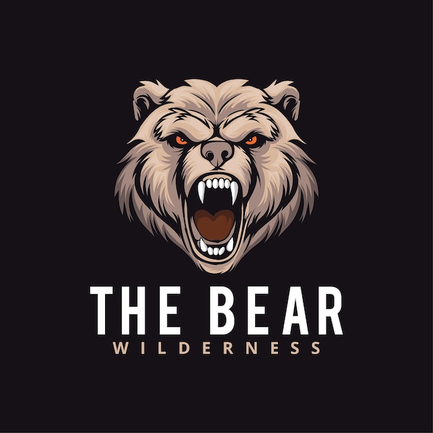 Vector dark illustrative bear gaming logo