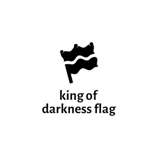 Dark king flag logo design. the flag is flying and the crown is inside. double meaning logo