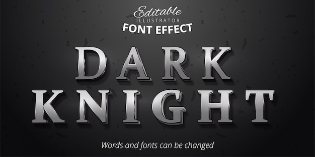 Dark knight text, 3d silver editable font effect