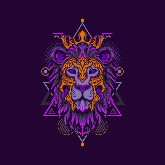 Dark Lion King With Geometry Background