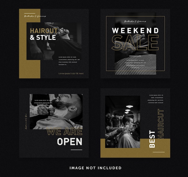 Vector dark masculine barbershop social media post template