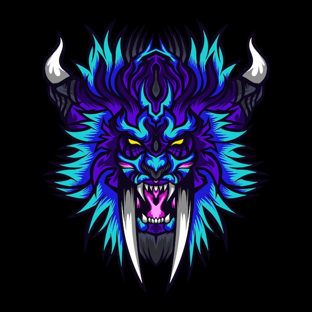 Dark monster tiger head  illustration