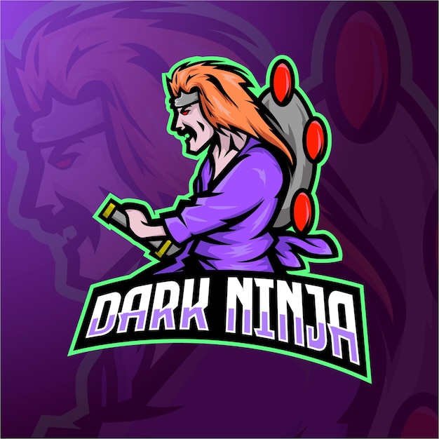 Dark Ninja Pro player esport gaming mascot logo template Premium Vector