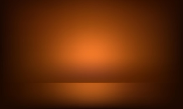 Vector dark orange and black gradient studio room background empty floor for product showcasing