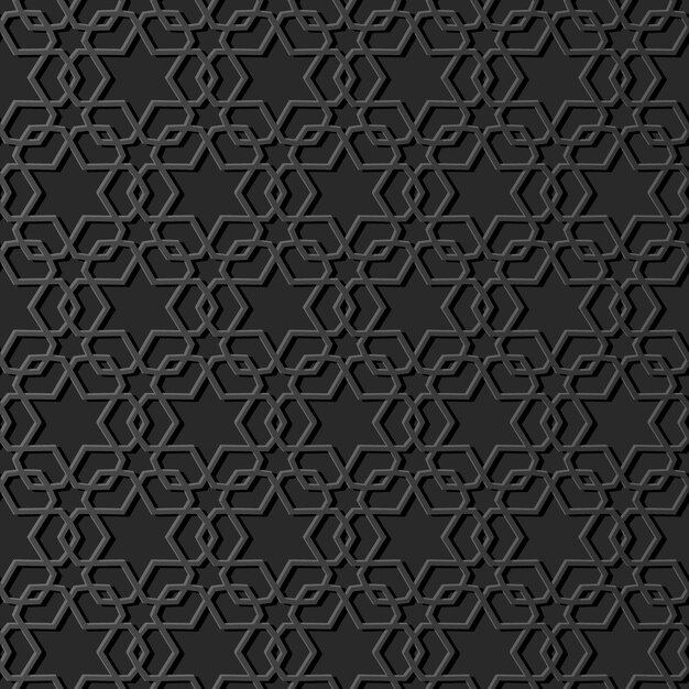 dark paper art Islamic geometry cross pattern seamless background