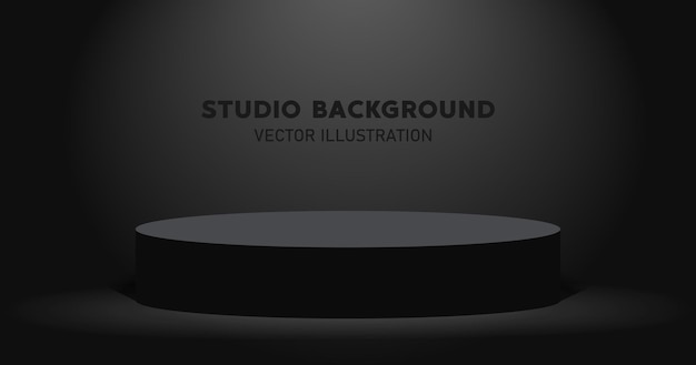 Dark platform or empty pedestal. Podium for product. Vector