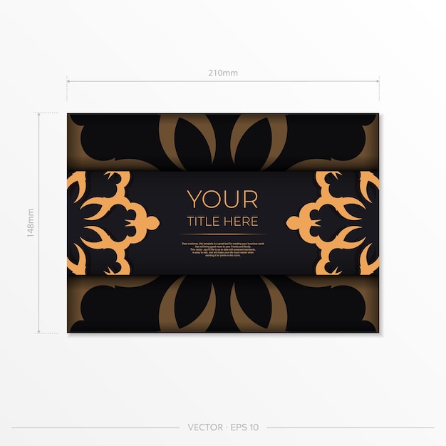 Vector dark postcard design with vintage indian mandala ornament.