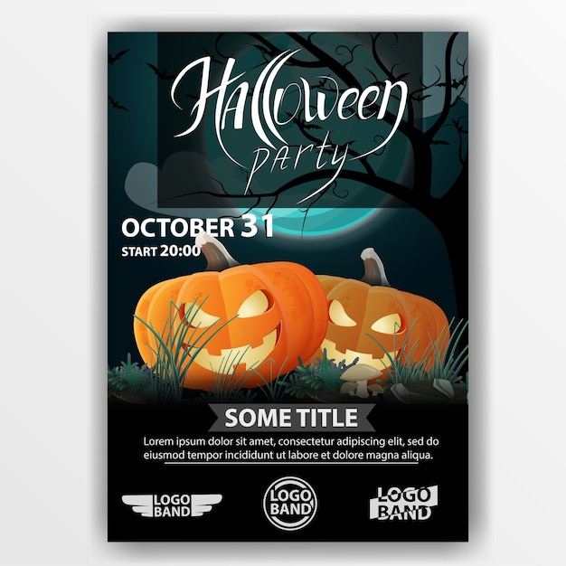 Vector dark poster with pumpkins 