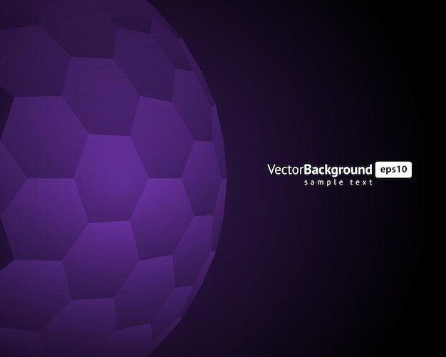 Dark purple textured hexagonal geometric refraction sphere shape business background template vector