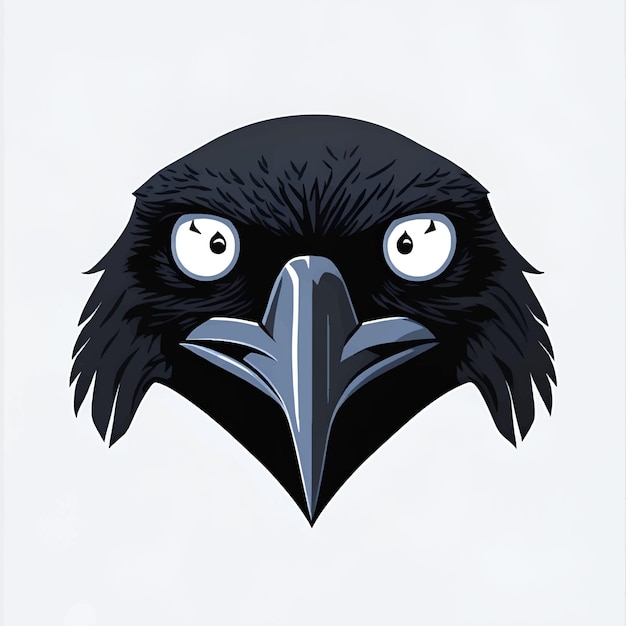 Dark raven bird cartoon crow design flat vector animal illustration