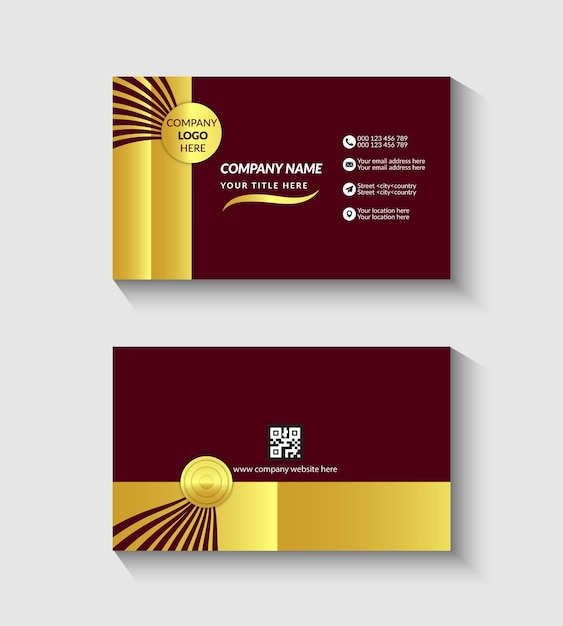 dark read and golden color  business card template