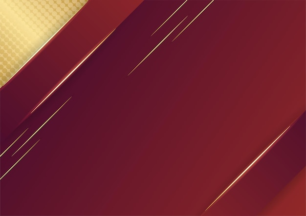 Dark red gradient background with gold shiny element decoration for presentation design. Vector illustration for banner, poster, cover template background and more