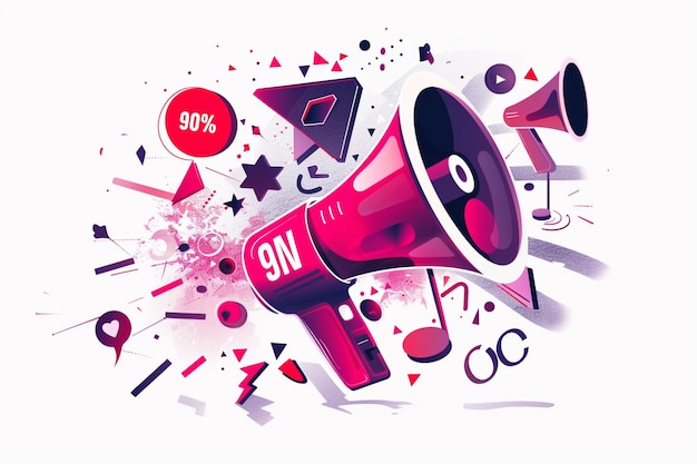 Vector dark red megaphone activity illustration