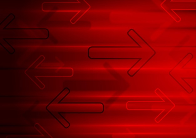 Dark red tech glowing arrows background