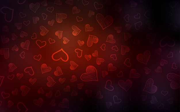 Dark Red vector cover with Shining hearts