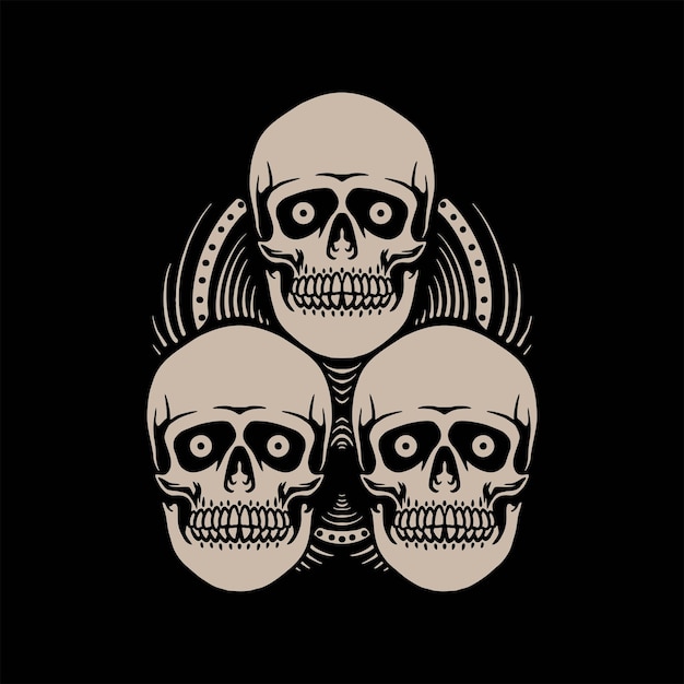 dark skulls tattoo vector design