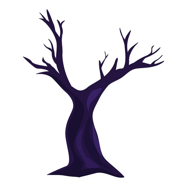 Vector dark spooky bare tree spreading its branches