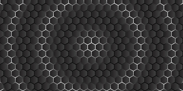 Vector dark technology hexagonal vector background abstract white bright energy flashes under hexagon