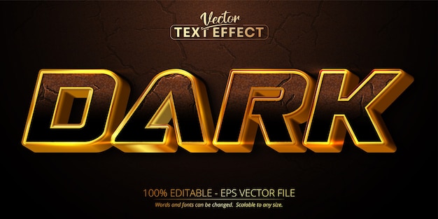 Dark text, shiny gold style editable text effect