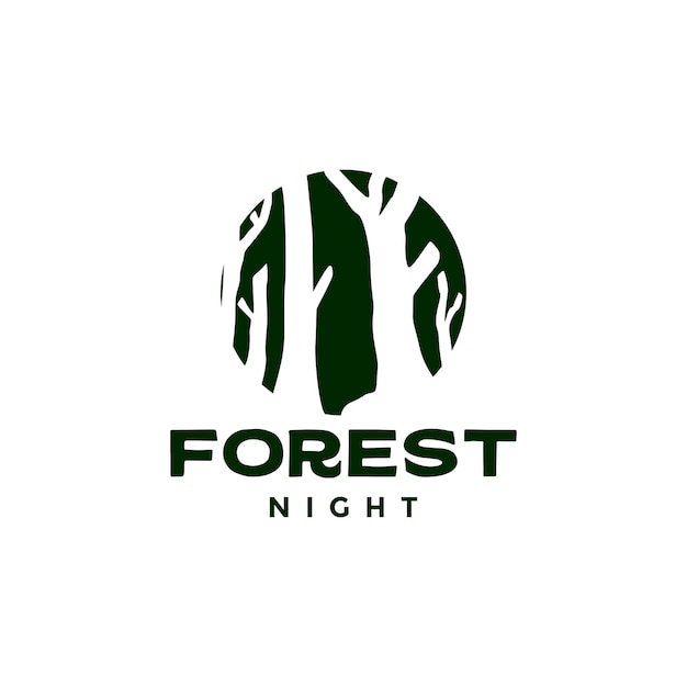 Dark trees forest night logo design