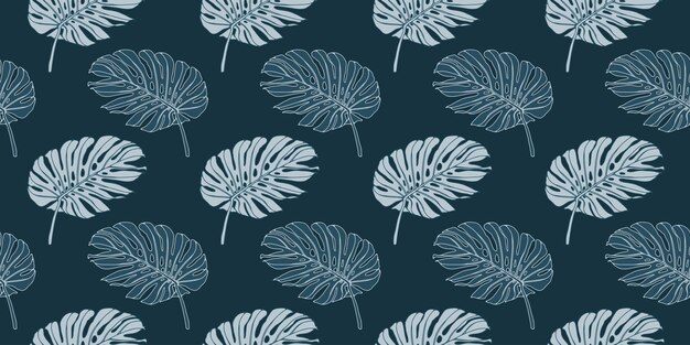 Vector dark tropical vector seamless pattern with monstera leaves pattern for textile wrapping paper wallpaper cover design