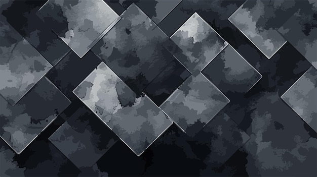 Vector dark watercolor texture pattern squares on black background